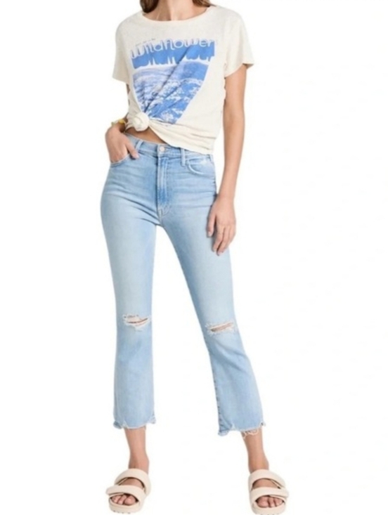 MOTHER Denim - Mother The Hustler Ankle Chew Petal Pucker Jeans Light Wash Blue Denim Size 29